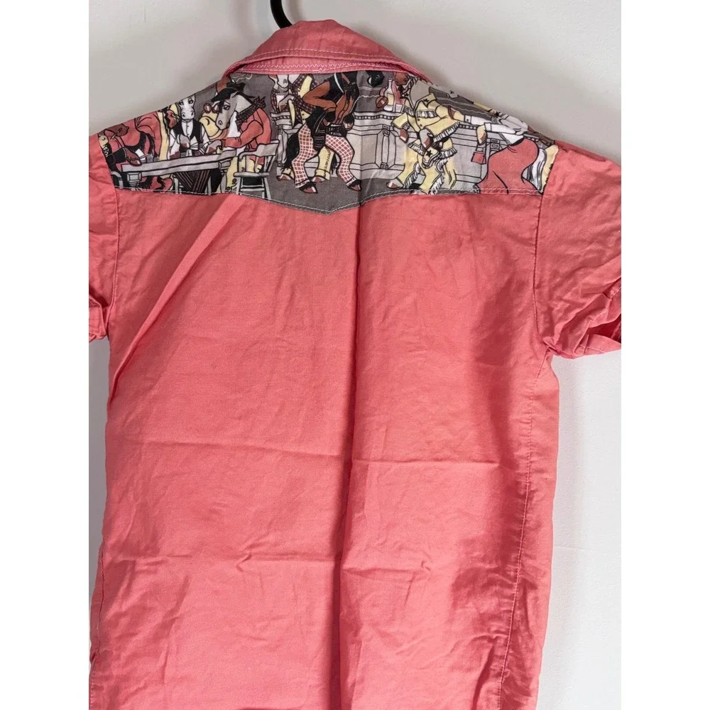 Blue Monster Kids Coral Pink Western Snap Shirt Cowboy Saloon Yoke  2T